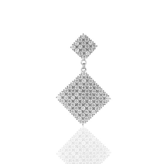 Rhombus CZ Small Large 925 Sterling Silver Dangling Earrings (Single Piece)