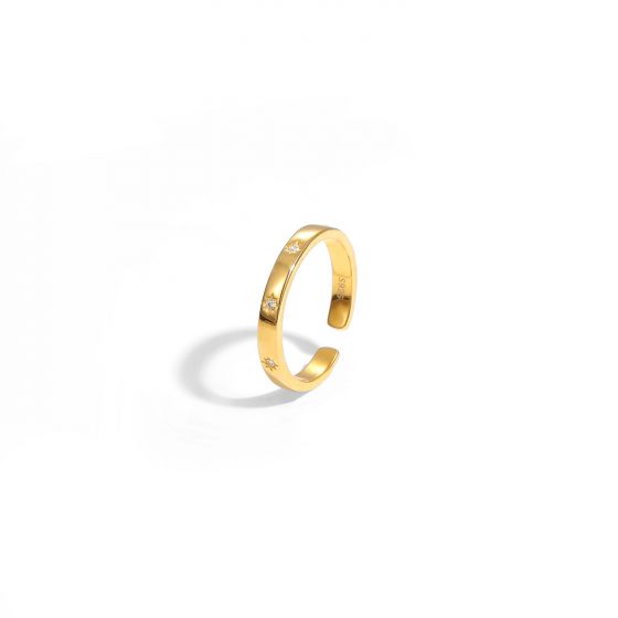 Регулируемое кольцо Minimalism CZ Golden из стерлингового серебра 925 пробы