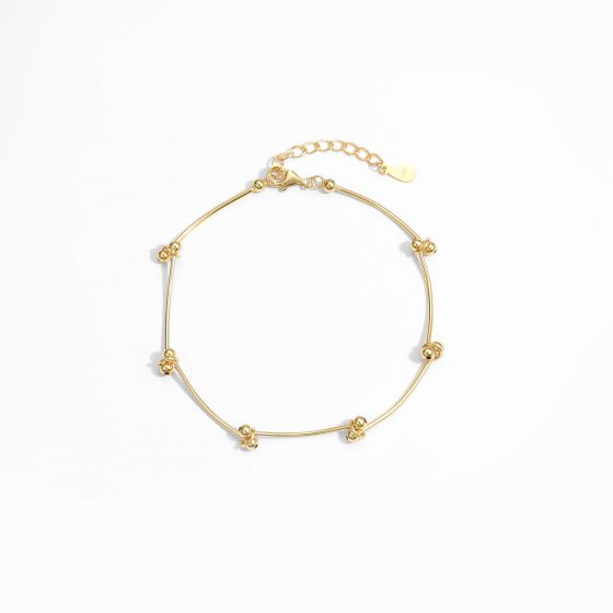 Bracelet ajustable en argent sterling 925 avec nœud de perles de nouvelles lignes de pliage