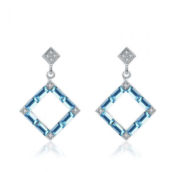 New Hollow Diamond Austrian Crystal CZ 925 Silver Dangling Earrings