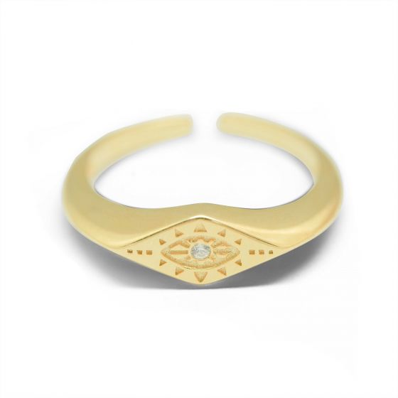 Открытое кольцо из стерлингового серебра с инкрустацией из циркона и шестиконечной звездой