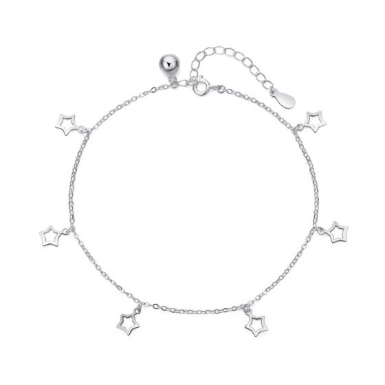Cute Hollow Stars 925 Sterling Silver Anklet
