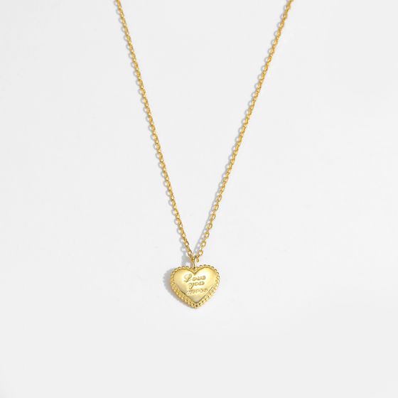 Love Your More Letters Heart Collar de plata de ley 925