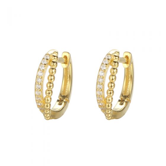 Double Layer CZ Circle 925 Sterling Silver Hoop Earrings