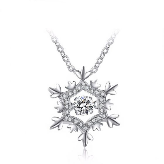Fashion Gift Snow Flower White CZ 925 Sterling Silver Necklace