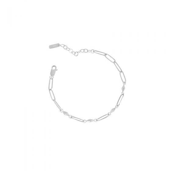 Casual Hollow Paperclip 925 Sterling Silver Bracelet
