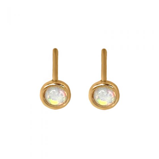 Simple Fashion Round Created Opal 925 Sterling Silver Stud Earrings