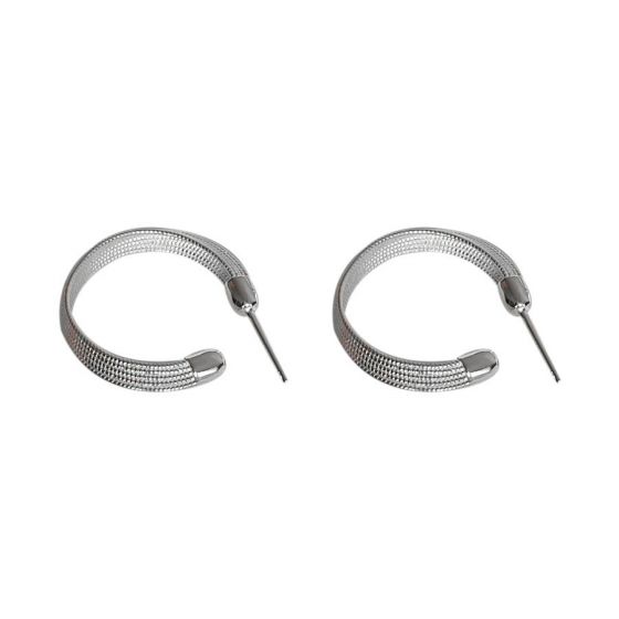 New Open C Shape Twisted Infinity 925 Sterling Silver Hoop Earrings