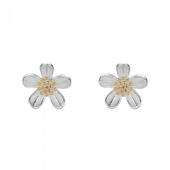 Beautiful Daisy Flowers 999 Sterling Silver Stud Earrings
