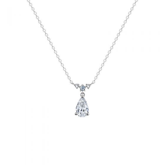 Hot CZ Waterdrop Simple S999 Sterling Silver Necklace