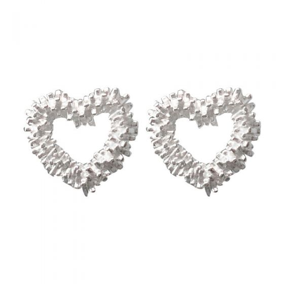 New Irregular Hollow Heart Shining 925 Sterling Silver Stud Earrings