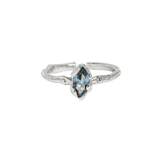 Elegant Irregular Crystal 925 Sterling Silver Adjustable Ring