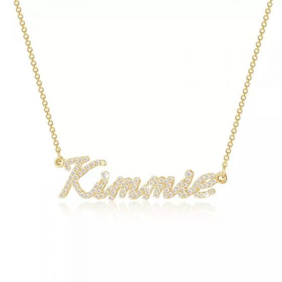 Fashion Kimmie CZ Letters 925 Sterling Silver Necklace