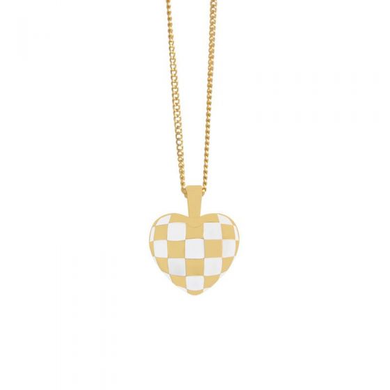 Fashion Geometry Heart Chessboard 925 Sterling Silver Necklace