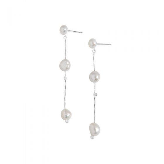 Elegant Irregular Natural Pearl Tassels 925 Sterling Silver Dangling Earrings