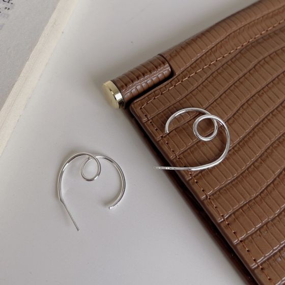 Simple Irregular Wave 925 Sterling Silver Dangling Earrings