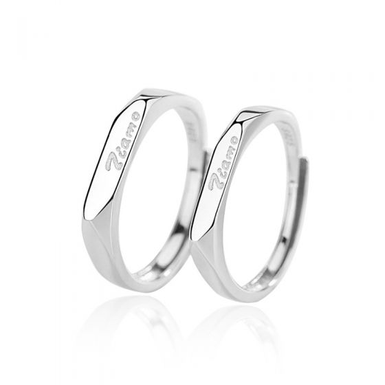 Tiamo Letters CZ Simple 925 Sterling Silver Adjustable Promise Ring