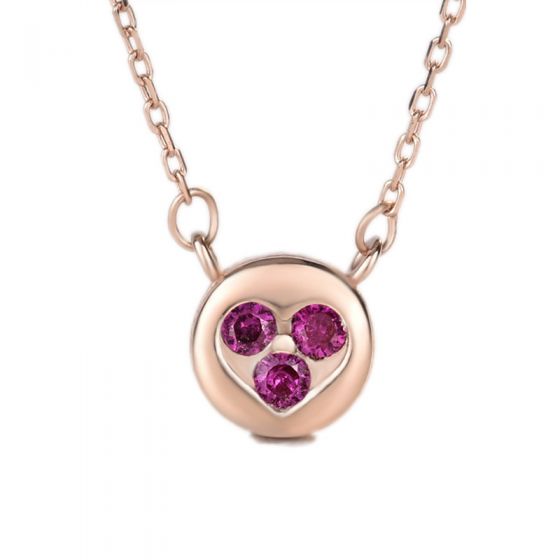 Hot Mini Pink CZ Heart 925 Sterling Silver Necklace