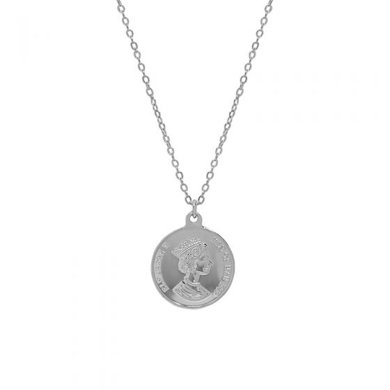 Classic Elizabeth Portrait Coin 925 Sterling Silver Necklace