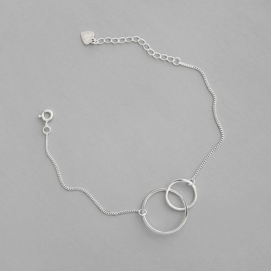 Simple Mother Child Loops 925 Sterling Silver Bracelet