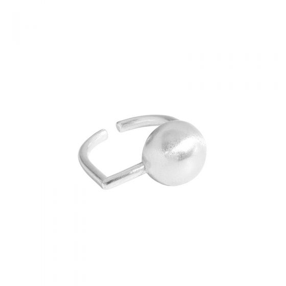 Simple One Rouns Ball 925 Sterling Silver Adjustable Ring