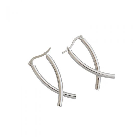 Simple Cross  X Shape 925 Sterling Silver Dangling Earrings