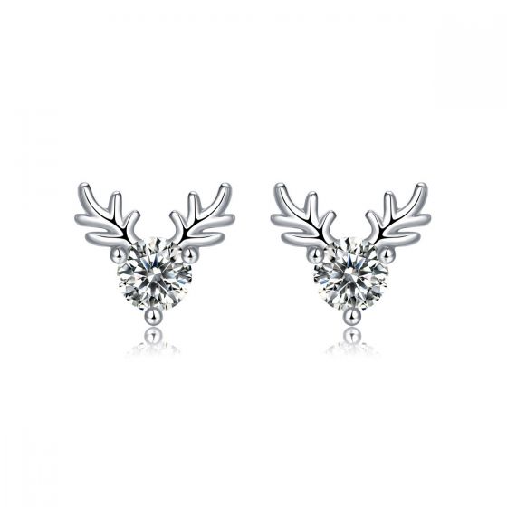 Graduation Moissanite CZ Deers 925 Sterling Silver Stud Earrings