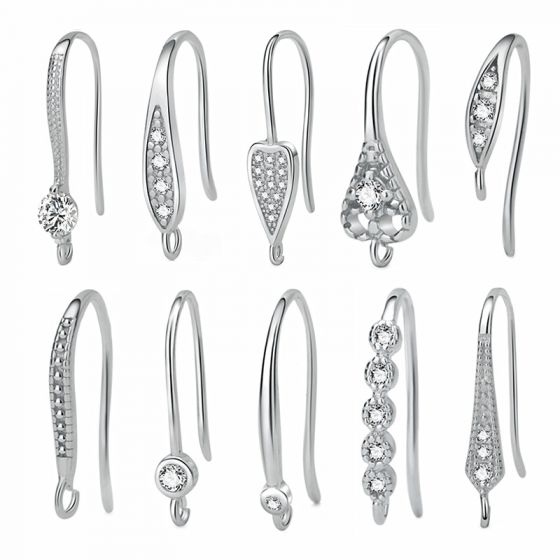 Casual CZ Waterdrop Leaf 925 Sterling Silver DIY Boucles d'oreilles Crochets