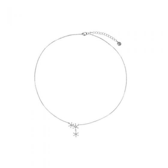 Party Three CZ Flowers 925 Sterling Silver Necklace