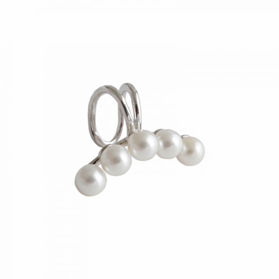 Girl Shell Pearl Lines 925 Sterling Silver Non-Pierced Earring(Single)
