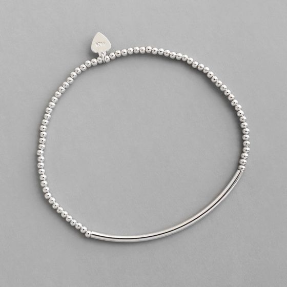 Simple 2mm Beads Tube 925 Sterling Silver Bracelet