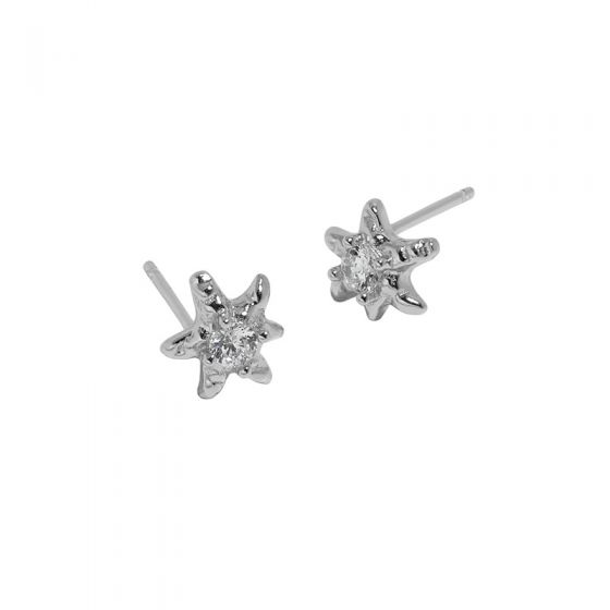 Cute Mini CZ Starfish 925 Sterling Silver Stud Earrings