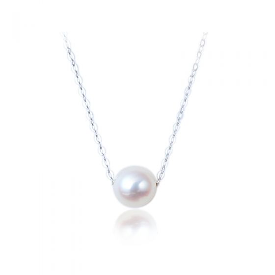 Promise Round Shell Pearl 925 Sterling Silver Necklace