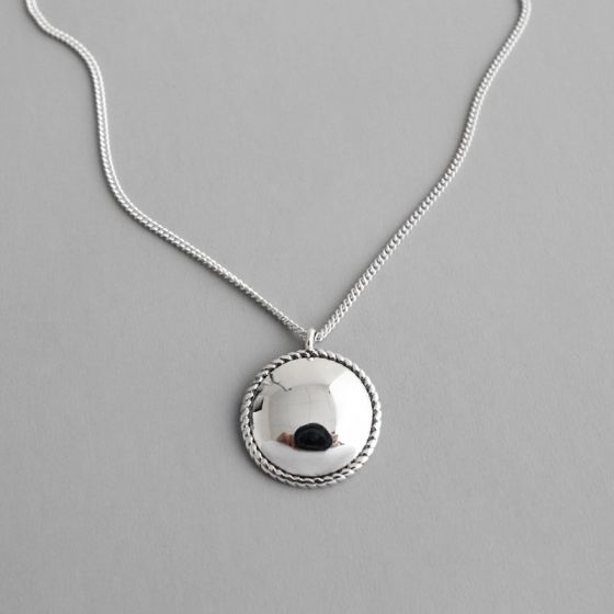 Vintage Geometry Twisted Round 925 Sterling Silver Necklace