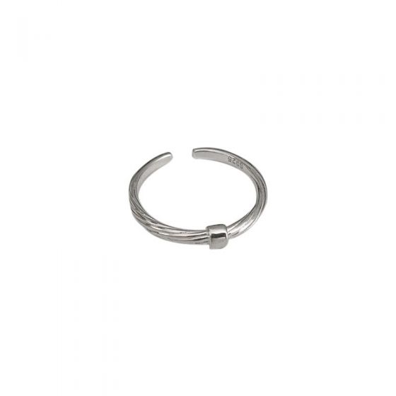Minimalist Twisted Geometry Cube 925 Sterling Silver Adjustable Ring