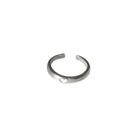 Simple Hollow Mini Heart 925 Sterling Silver Adjustable Ring
