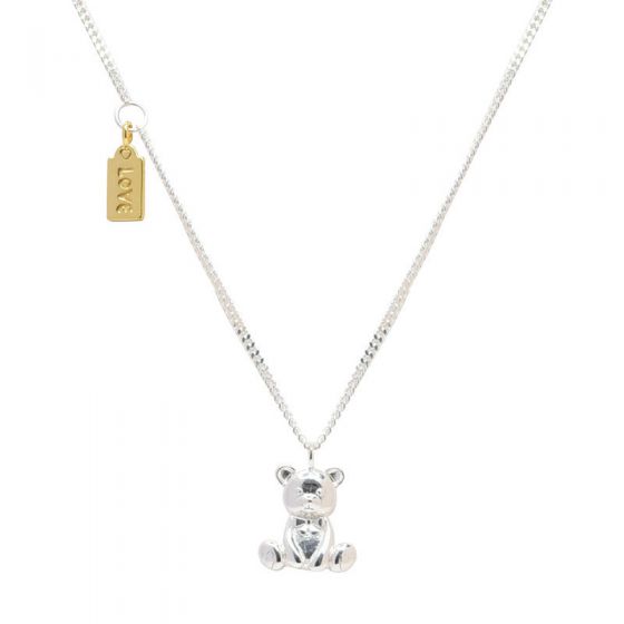 Cute Bear Hug Animal 925 Sterling Silver Necklace