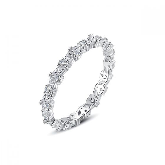 Elegant CZ Leaves 925 Sterling Silver Ring