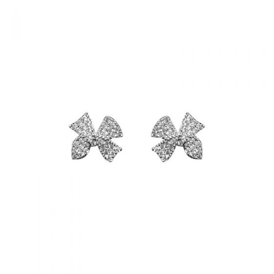 Sweet CZ Bowknot Girl 925 Sterling Silver Stud Earrings