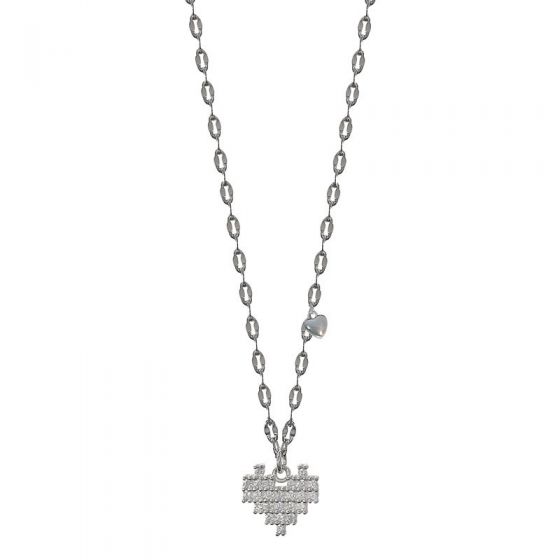 Fashion Irregular CZ Heart Love 925 Sterling Silver Necklace