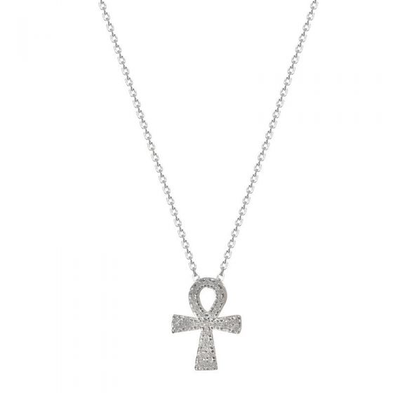 Modern Shining CZ Cross 925 Sterling Silver Necklace