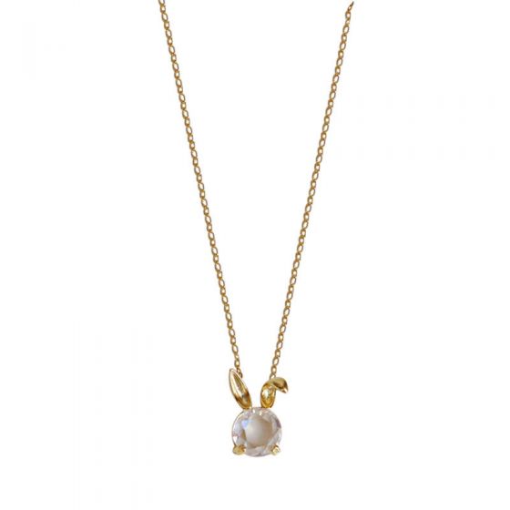 Cute CZ Rabbit Animal 925 Sterling Silver Necklace