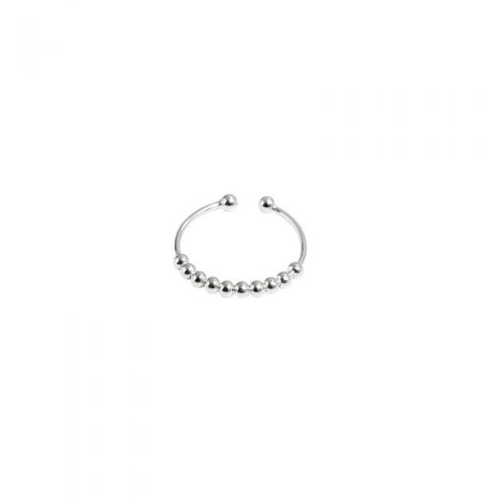 Simple Round Beads 925 Sterling Silver Adjustable Ring
