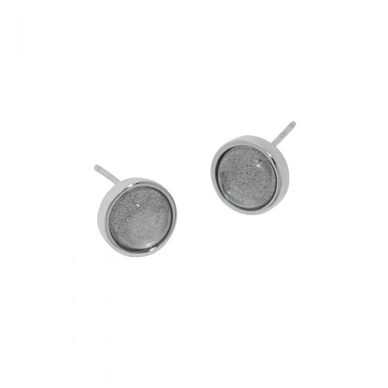 Simple Round Natural Abradorite 925 Sterling Silver Stud Earrings