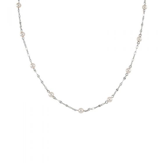 Casual Shell Pearls Curb Chain 925 Sterling Silver Necklace