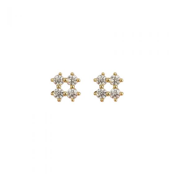 Geometry Four CZ Square 925 Sterling Silver Stud Earrings