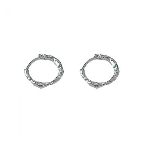 Simple Irregular Tinfoil 925 Sterling Silver Hoop Earrings