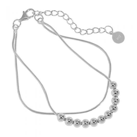 Classic Double Layers Beads 925 Sterling Silver Bracelet