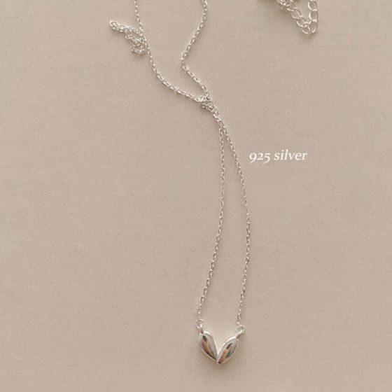 Simple Irregular Heart Casual 925 Sterling Silver Necklace