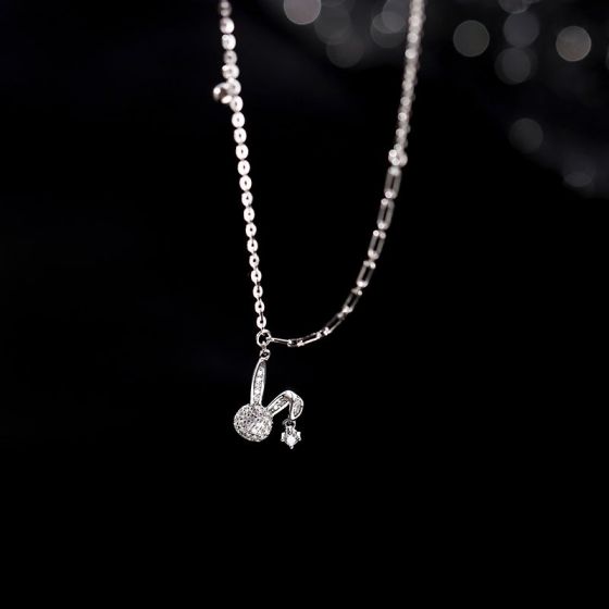 Cute CZ Animal Rabbit Head 925 Sterling Silver Necklace